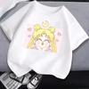Sailor Moon White T Shirt Clothes for Girls Tops Cartoon Kawaii Fashion Clothing Summer Cute Short Sleeve Tee New Birthday Gifts