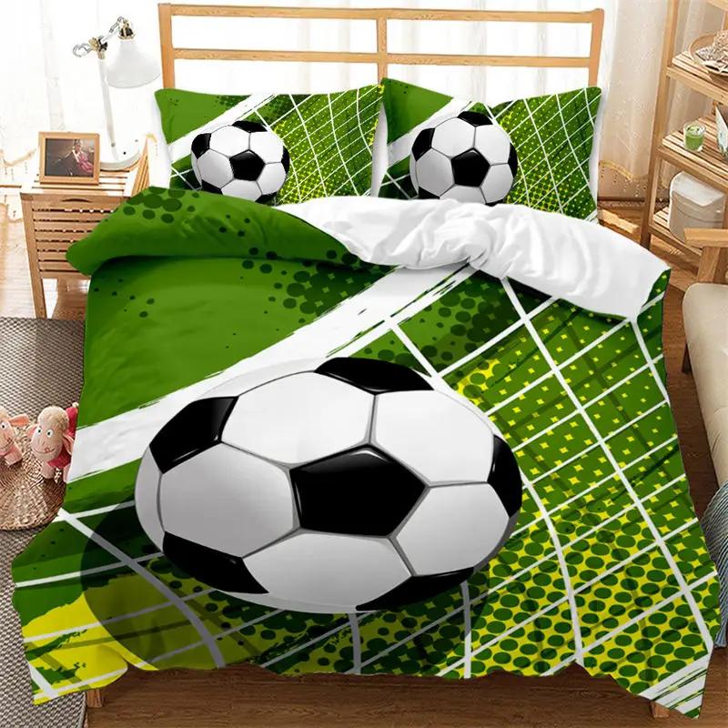 Kinder Fußball Bettbezug Set für Jungen Mädchen Schlafzimmer Deko Bälle Sport Bettwäsche Set Full Queen Mikrofaser Fußball Bettdeckenbezug