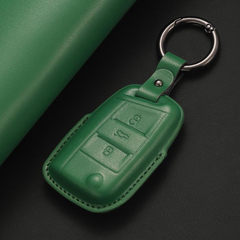 KTDJ9 Leather Car Key Cover Case Protection Shell Keychain For Skoda Octavia A5 kodiaq Fabia Scala Karoq Superb Kamiq Rapid Yeti