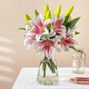 Artificial Lily Flowers with 2 Heads Full Bloom And 1 Bud Long Stem Fake Lilies Bouquet for Wedding Floral Arrangements Spring Home Table Centerpiece