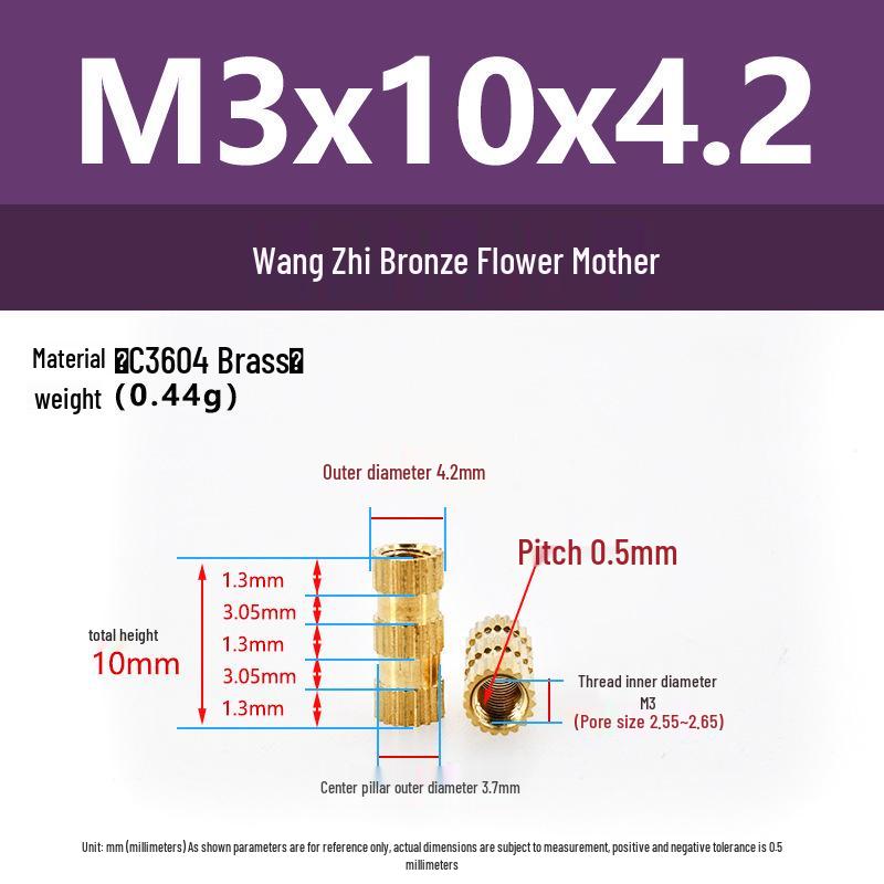 M1-M10 Knurled Brass Heat Insert Nut for Injection Molding