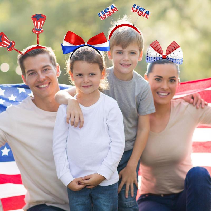 4th Of July Headband 9X Red White Blue 4th Of July Hair Accessories US Flag Headwear Photo Props For Adults And Children