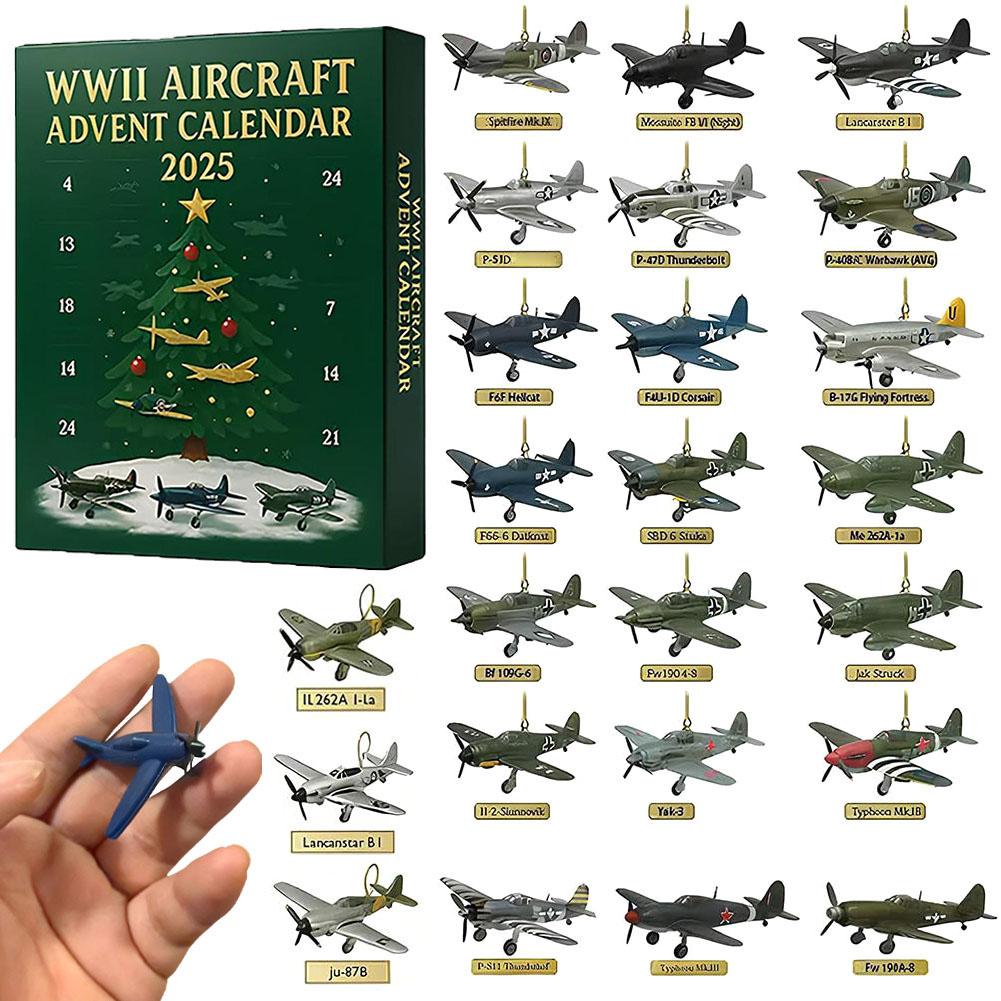 

Upgraded 3D WWII Aircraft Advent Calendar 2025 With 24 2D Acrylic Unique Mini Warbirds Christmas Advent Calendar Gifts For Aviat