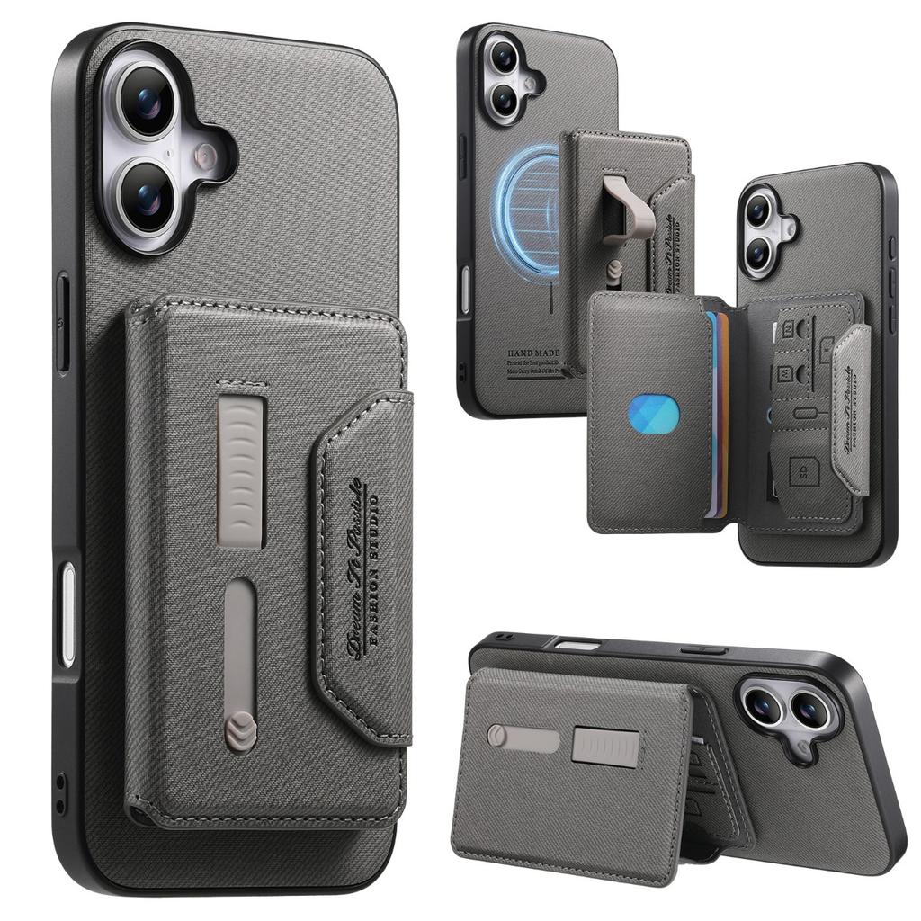 2 In 1 Detachable Magnetic Leather Wallet Cards Solt Phone Case for IPhone 17 Pro Max 16 Plus 15 14 13 12 11 Wristband Bag Cover