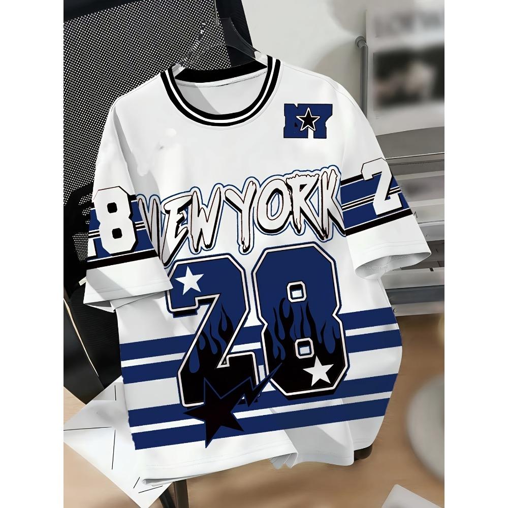 Damen Herren Größe 28 T-Shirt Fußballtrikot Stil Kurzarm T-Shirt Grafik-T-Shirt Baseballtrikots Streifen Große Größen -Shirt