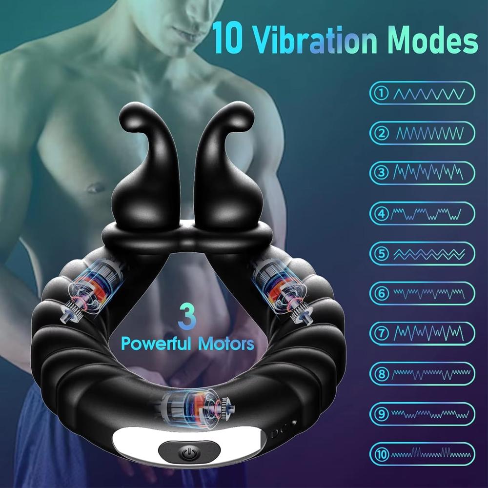 Rechargeable Vibrating Penis Cock Ring Clit Vibrator Sex Toy for Men Couples