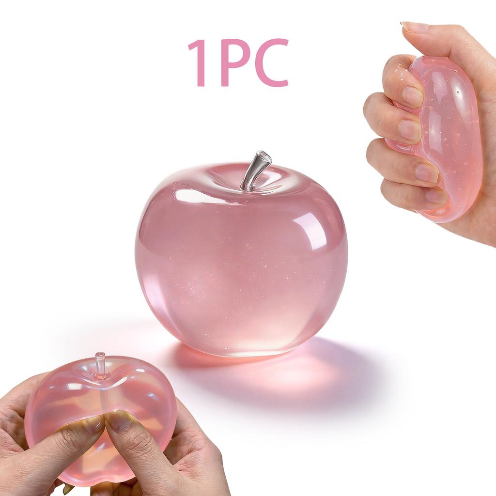 Pink Apple Squishy Toy Realistic Fruit Soft TPR Stress Ball Slow Rising Hand Pinch Fidget Toy for Office Desk Vent Decompression