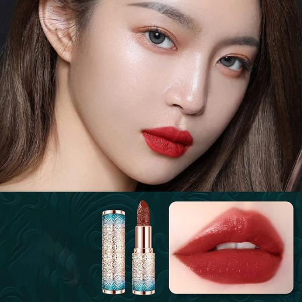 

1 шт. бутик в китайском стиле с тиснением и резьбой, помада, цвет, прочный, водостойкий, супер матовый, телесный цвет, помада, увлажняющий блеск для губ, красота 666#