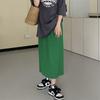Split A-shaped Skirt Women's Summer Elastic Waist Thin Hip Skirt Medium and Long Drape One-step Straight Skirt