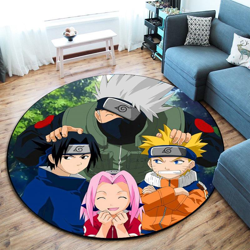 Famous cartoon NARUTO protagonist Uzumaki Naruto round carpet soft home decoration anti-slip door mat outdoor picnic mat carpet M3