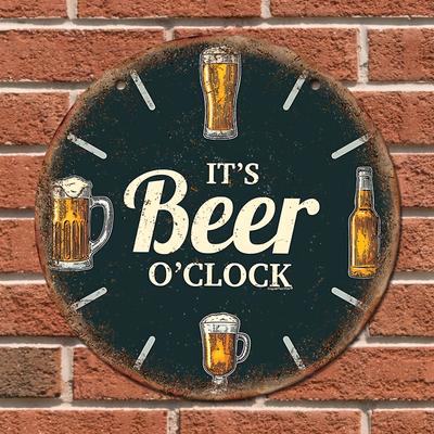 Vintage Beer O'Clock Wooden Sign - Wall Hanging Multipurpose Decor for Man Cave, Garage, Outdoor Wall Art, Home Bar Club, Unique Home Accent, Ideal