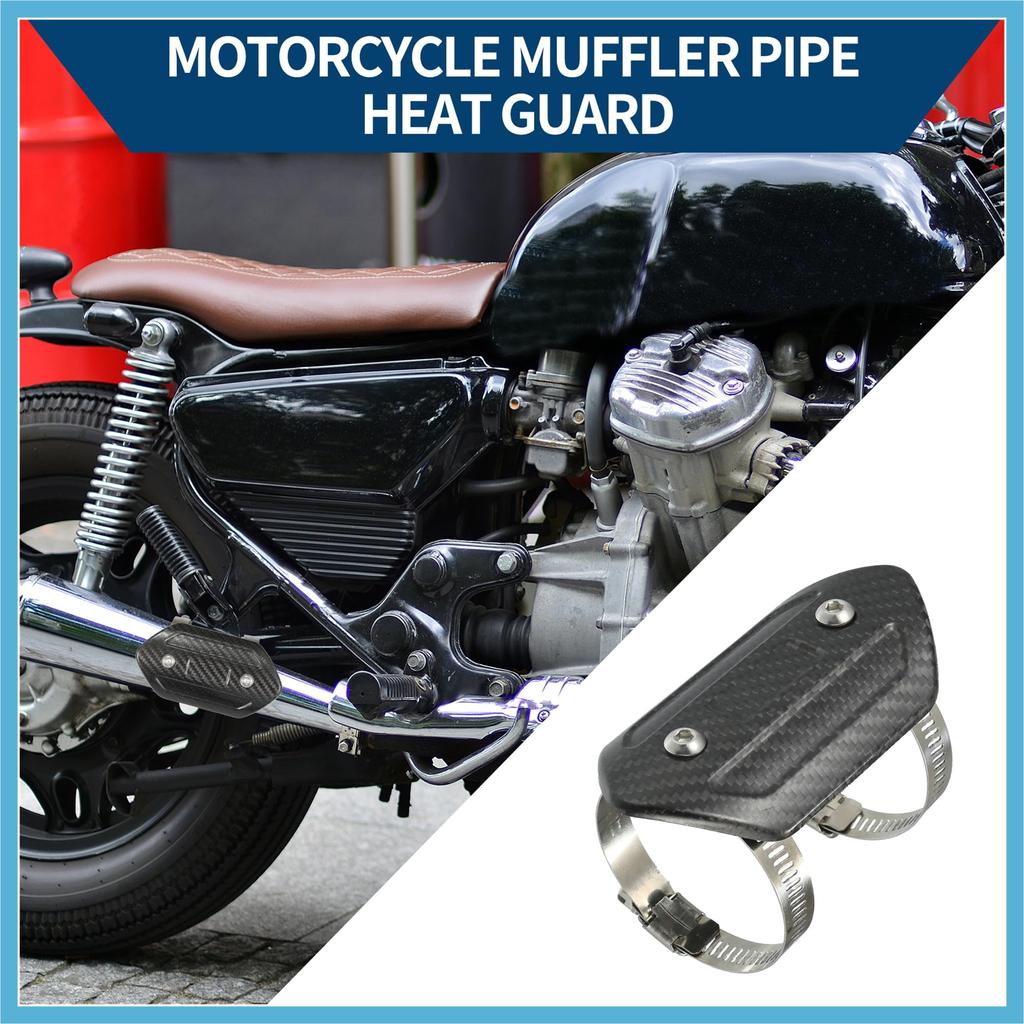 BULLSPANN Motorcycle Muffler with Heat Guard Clamps / Exhaust Pipe Head Shield Cover /