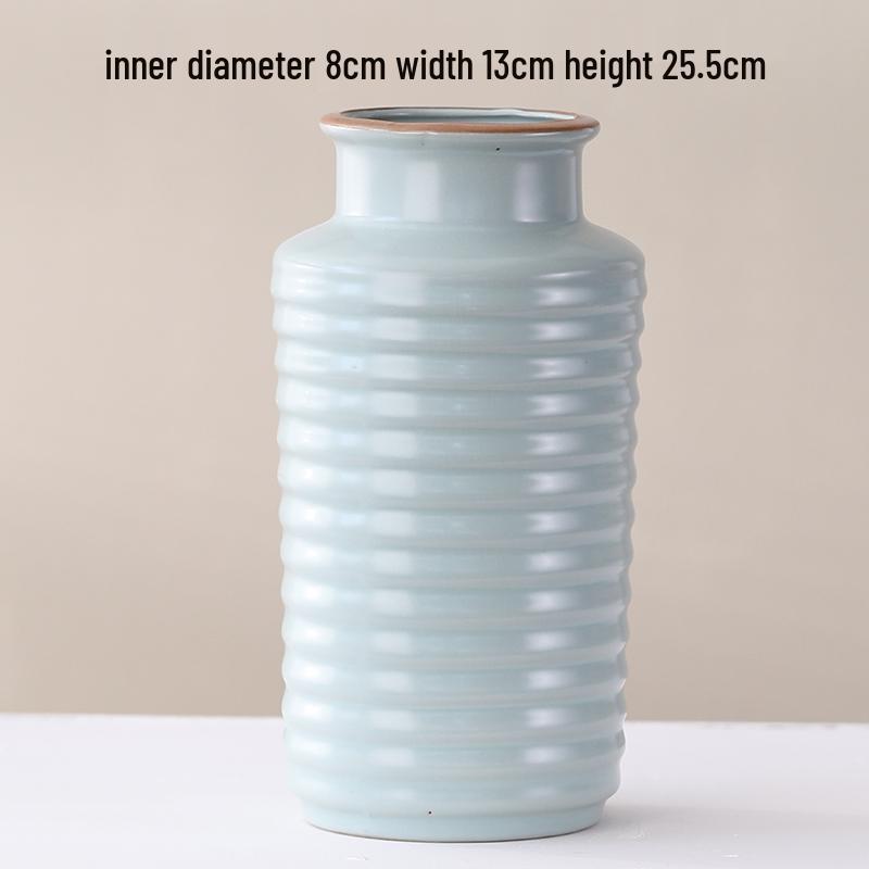 Elegant Celadon Vase: Classical Ru Kiln Ceramic for Hydroponic Flower Arrangements and Living Room Decor