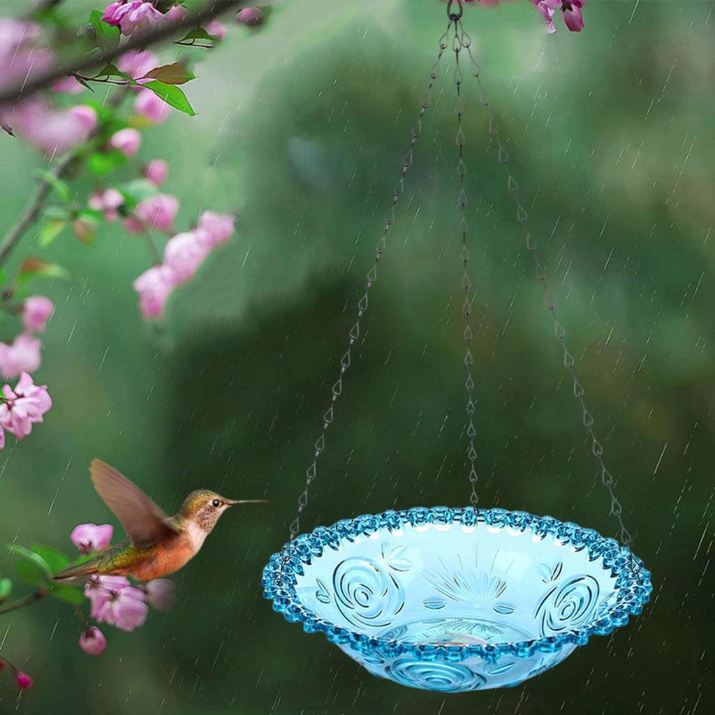 Sturdy Hanging Birdbath Large Capacity Garden Water Feeder Tray for Outdoor Patio Balcony Birds