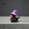 Cute Wizard Duck Decor Halloween Witch Black Figurine, 3D Printed Hat Desk Desktop Accessories for Office Decor, Spooky Tabletop Ornament