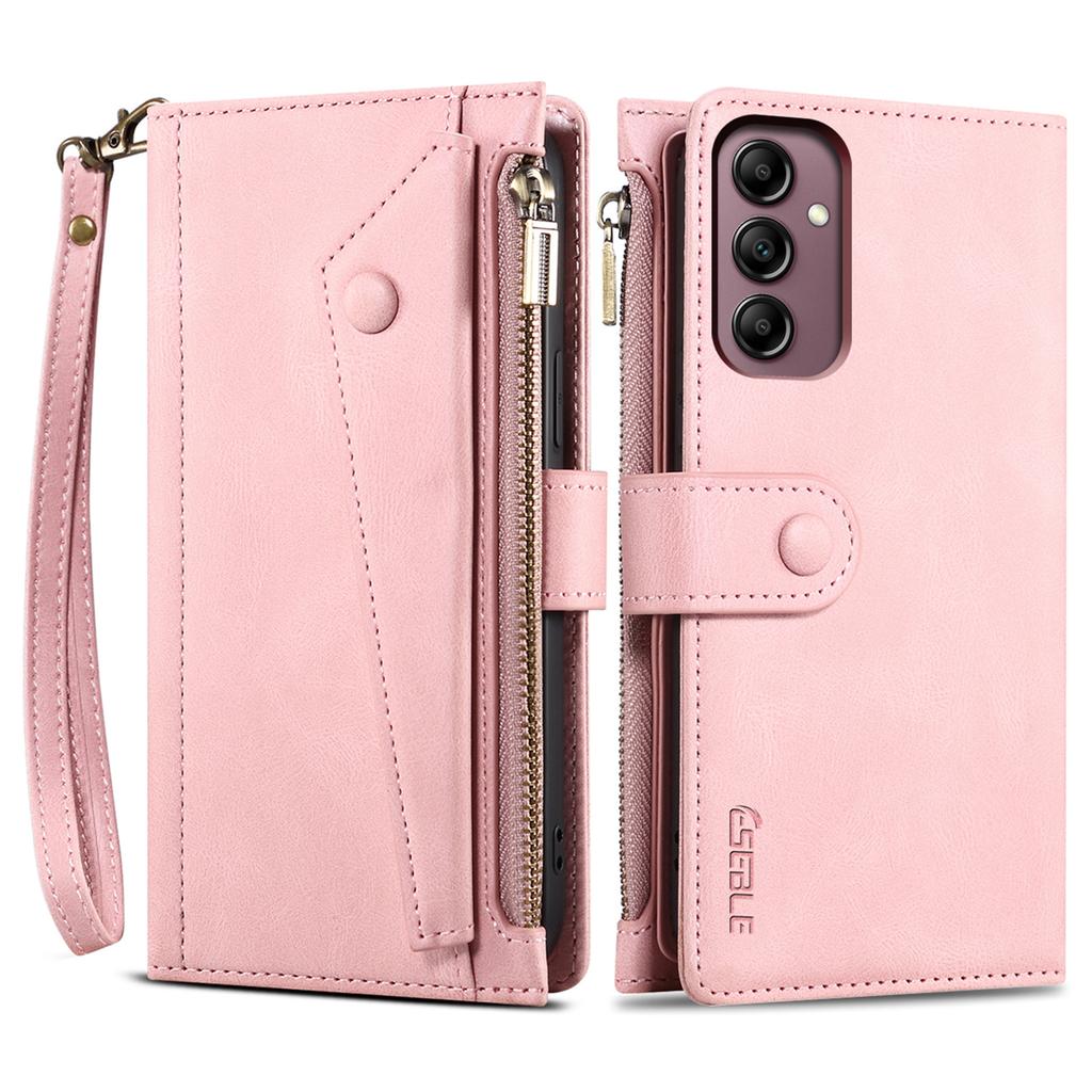 ESEBLE Star Series For Samsung Galaxy S25 FE Case Zipper Wallet Leather Stand Phone Cover with Wrist Strap