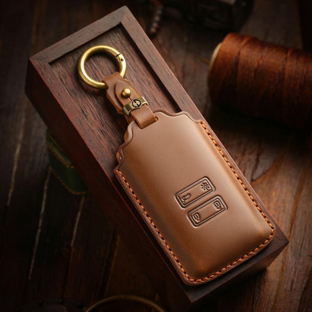 Vintage Leder Schlüsselhülle für Renault Kadjar Koleos Autoschlüsselanhänger Schutzhülle