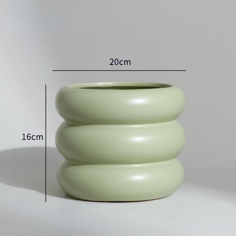 Nordic INS-style Vegetarian-fired Breathable Ceramic Fleshy Green Plant Flowerpot Modern Minimalist Personality Art Green Radish