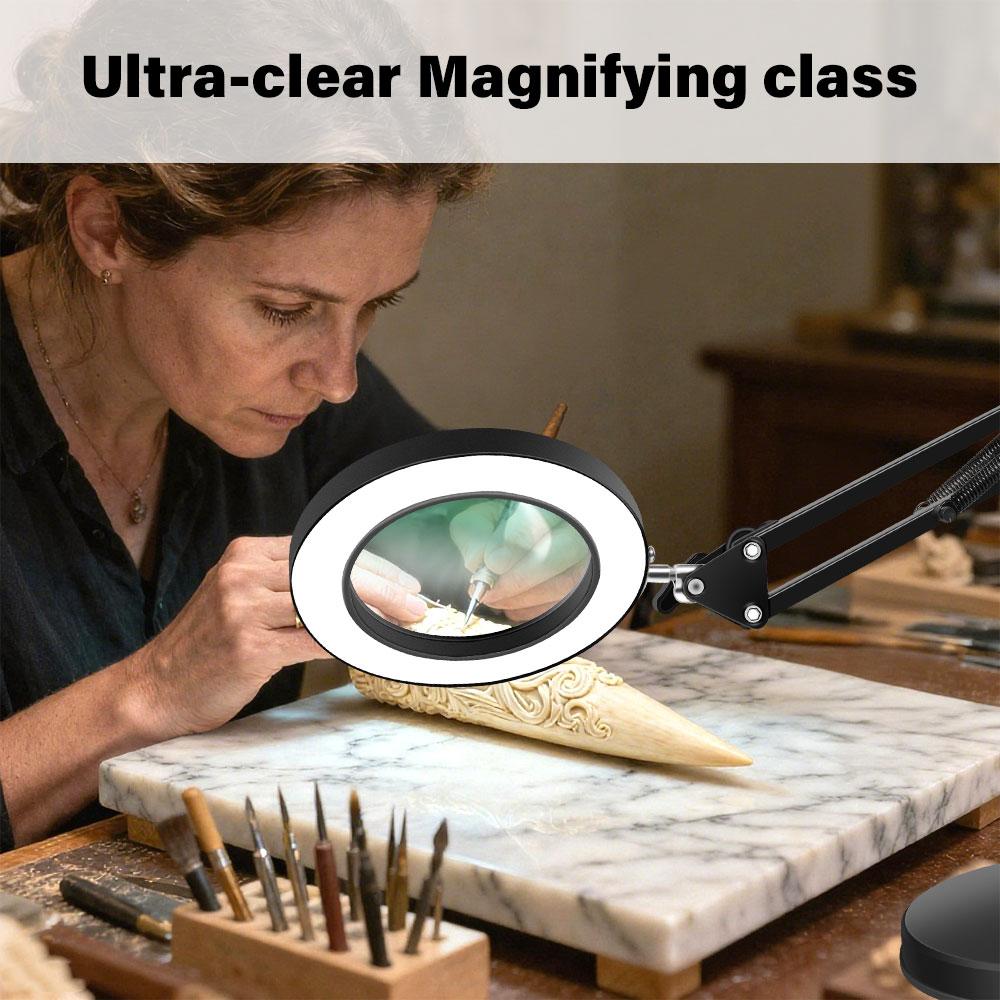 (LED Light with 3 Color Adjustment)10x Desktop Magnifier Table Lamp USB Is Suitable for Welding, Repair, Work,reading Table Lamp