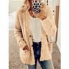 Fall Winter Women's Solid Color Woolen Fleece Warm Casual Cardigan Jacket Plus Size Top