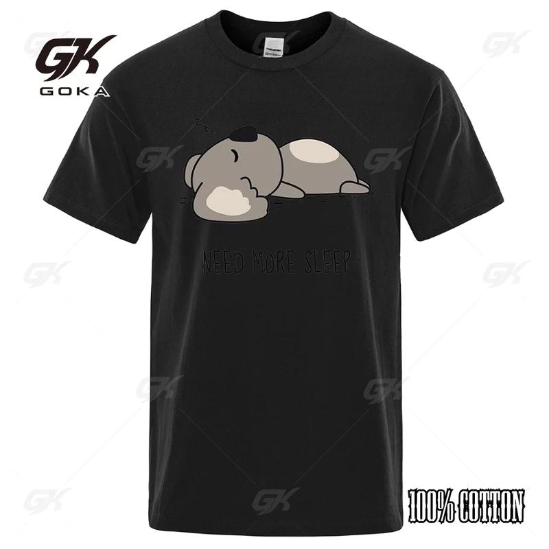 Need More Sleep Cartoon Bear Print Mens Tshirt Street Hip Hop Unisex Top Fashion 100 Cotton Casual Clothes