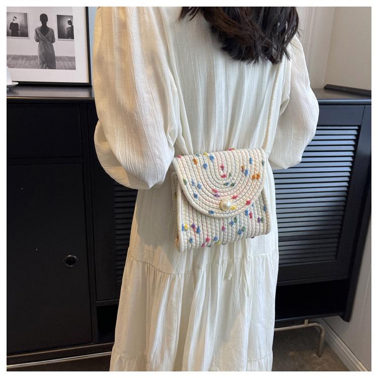 Summer Straw Woven Small Square Crossbody Bag: Fashionable Versatile Handmade Beach Accessory for Women