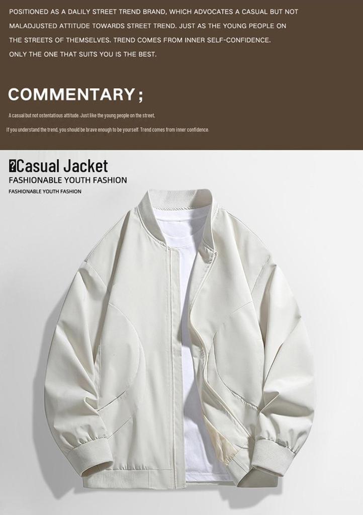 Men's Trendy Loose Fit Stand-up Collar Baseball Jacket - Plus Size Youth Spring/Autumn Outerwear