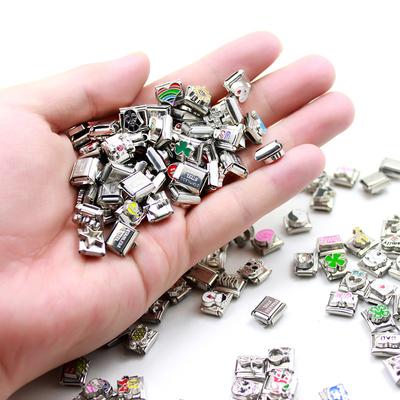 5 sztuk nowych DIY moda ładne kolory kwiat włoski urok linki pasują 9mm bransoletka ze stali nierdzewnej biżuteria making 2024