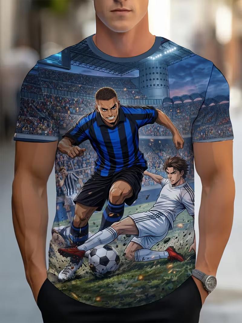 

Men s Retro 3D Graphic Print T-Shirt - Perfect for Daily Wear and Vacation XL