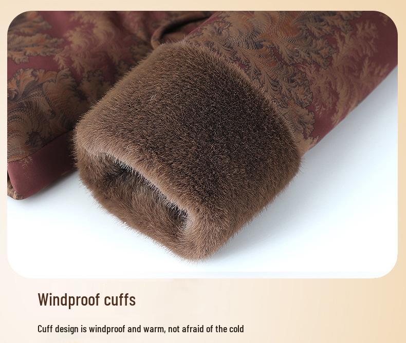 Autumn and Winter Plus Velvet Thickened Fashionable Outerwear for Middle-aged and Elderly Women