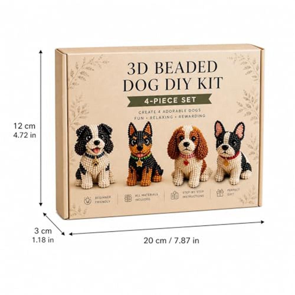 Colorful 3D Bead Pet Keychain Making Kit Tiny Beadwork Art Craft Set  For Beginners