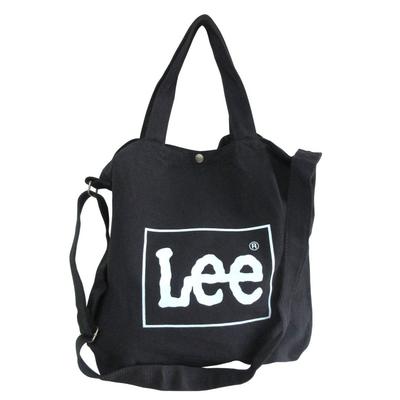 Lee Tote Shoulder Black Bag, 2-Way Canvas, Logo,