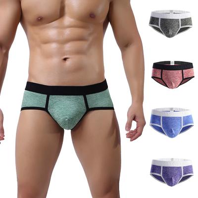 Men's Comfortable Slim Breathable Sexy Mid-Waist  Triangular Solid Color Panties