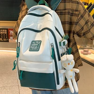 School Bag Male College Students Contrasting Color Splicing Couple Backpack 2025 New Multi-layer Primary and Secondary School Students Backpack