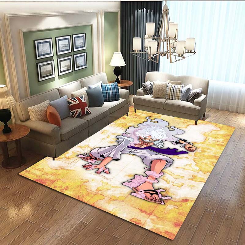 3D printed ONE PIECE cartoon cute rug, suitable for living room, bedroom, table, kitchen doorway, children's non-slip floor mat,