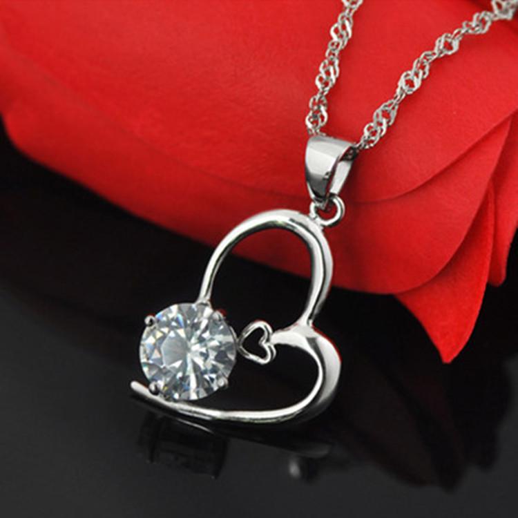 Heart Necklace with Amethyst Pendant - Korean Style Gift for Women