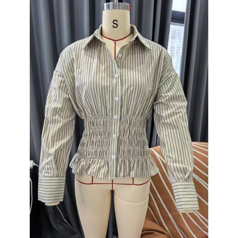 Women S Vintage Plaid Fitted Waist Long Sleeve Shirt