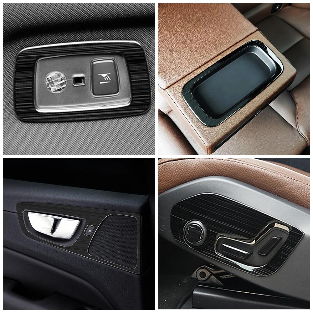 For Volvo XC60 2018-2024 Car Interior Door Handle Trim Window Lift Switch Panel Audio Speaker Sound Ring Water Cup Holder Frame