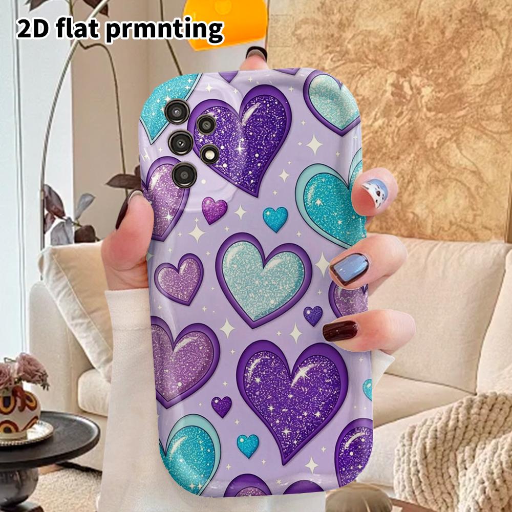 Phone Case: 2D Flat Samsung Galaxy A34 A35 M05 M06 S20 S22 S21 FE Plus 5G Protective Case, Couple Style, Full Heart Pattern, Christmas and Halloween G