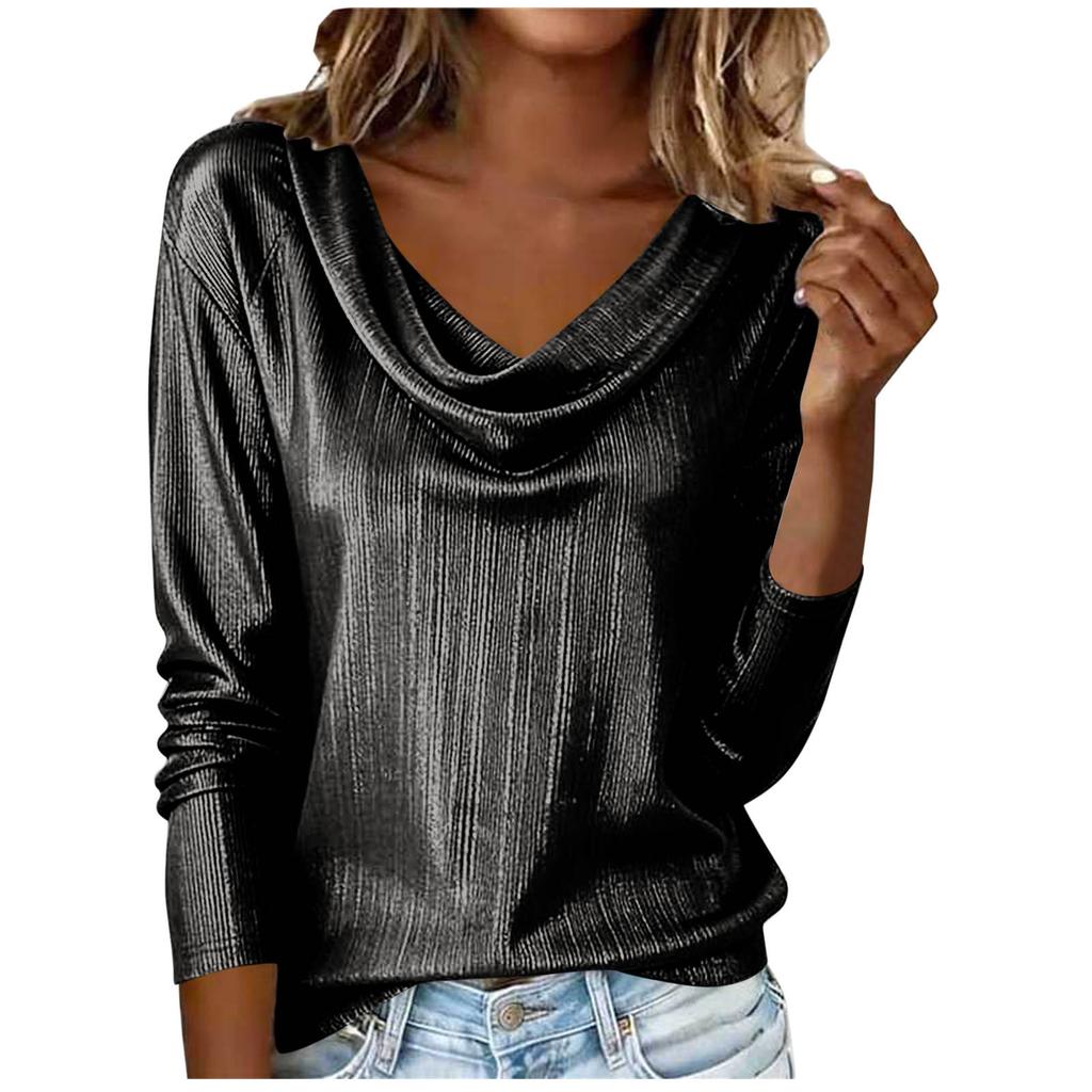 Womens Spring Tops Long Sleeve Cowl Neck Blouse for Summer Shirts for Women Casual Style Womens Summer Shirts