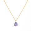1pc Fashion Jewelry 18K Gold Plated Chain WaterDrop Diamond Pendant Necklace Stainless Steel 12 Months Birthstone Necklace