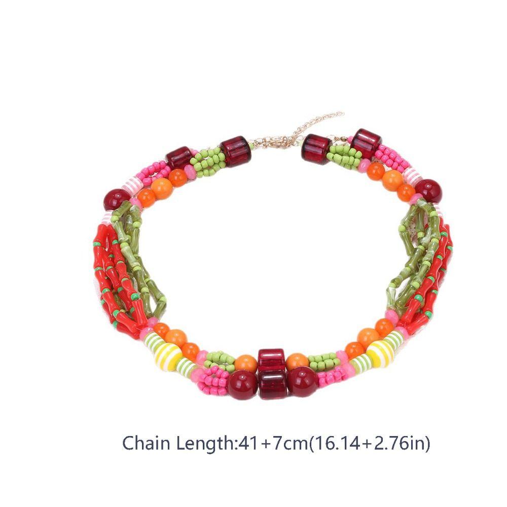 Ethnic Style Multilayer Bead Necklace Marine Organism Charms Dopamine Necklace  Women