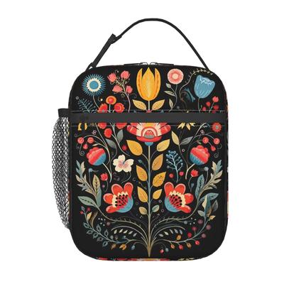 Polish Folk Flowers Print Poland Floral Insulated Lunch Bag for Women Kids Leakproof Food Boxes Thermal Lunch Box Tote