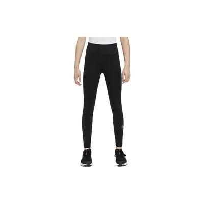 Solid High-Waisted Casual Knit Sports Pants Kids Bottoms Black DV3135-010