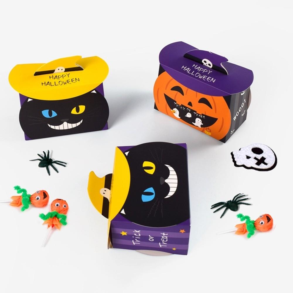 

10pcs Pumpkin Candy Packaging Box Black Cat Cookie Box Halloween Candy Gift Box Kids Style 2