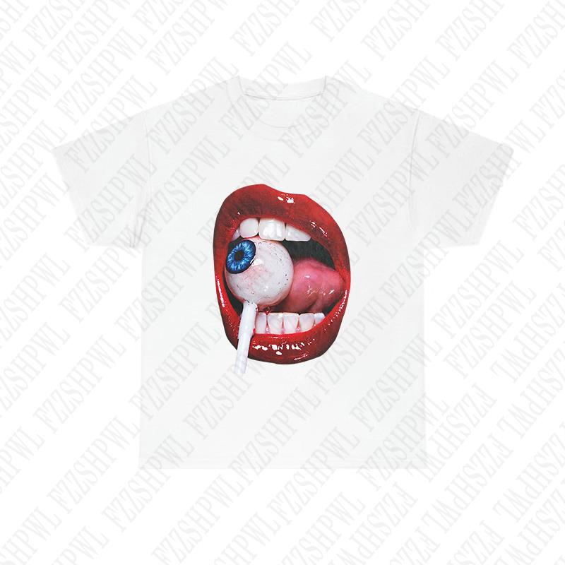 Vintage Y2K Cotton Tshirt Harajuku Graphic Print Tee Grunge Gothic Casual Short Sleeve Tshirt Oversized Hip Hop Streetwear Top