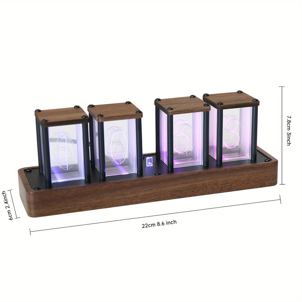 ClocTeck Nixie Tube Clock - Stylish Walnut Digital Timepiece with Wi-Fi Sync, Alarm & 12/24h Display - Perfect Ready-to-Use Retro Gift for Friends