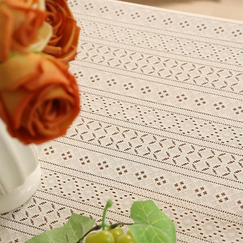 Nordic Retro Elegant Lace Rectangle Tablecloth, Dustproof Heat Resistant Tea Cover, For Wedding Birthday Party Table Decoration