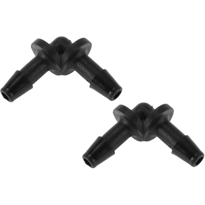 Vacuum Tubing Connector 4.8mm L-Shaped Elbow Black PP 2 Pcs