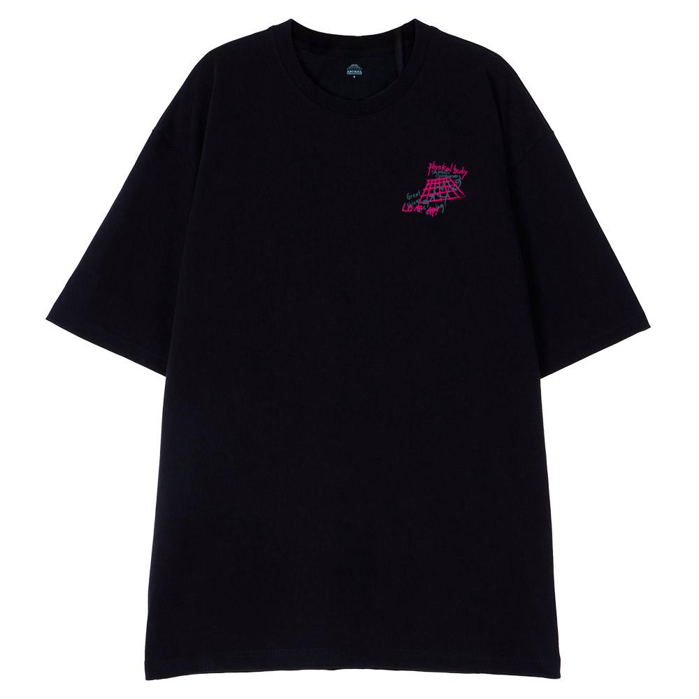 ASTRAL PROJECTION [Oversized] Graffiti 13-Count Cotton Round Neck Short Sleeve T-Shirt_Black